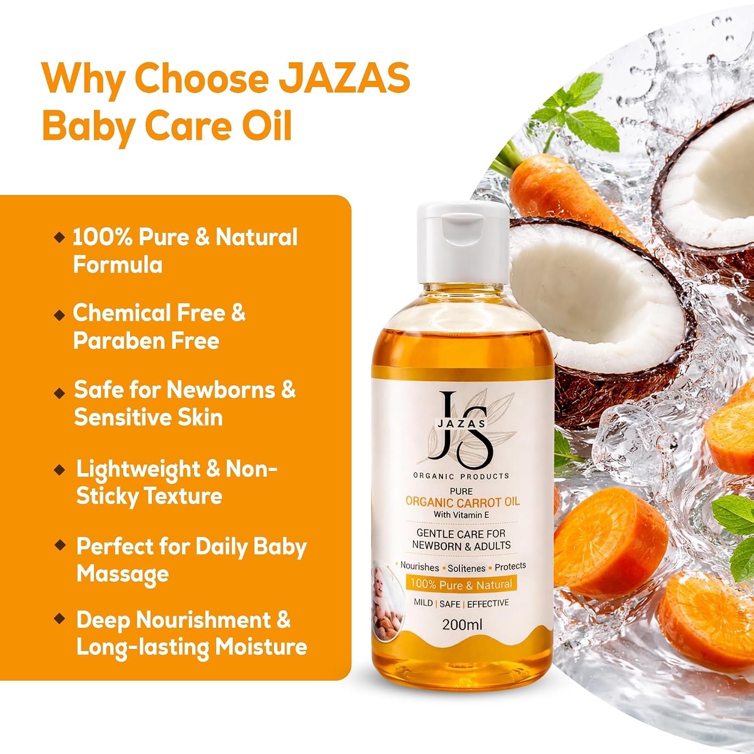 JAZAS Organic Carrot Oil with Vitamin E - 200 ml - Image 6